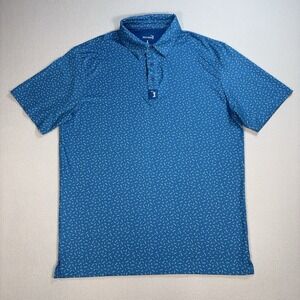 Bogey Bros Golf Polo Men's L Blue Geometric Stretch Performance Shirt